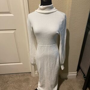 Eva Mendes for New York & Company White Long Sleeve Dress